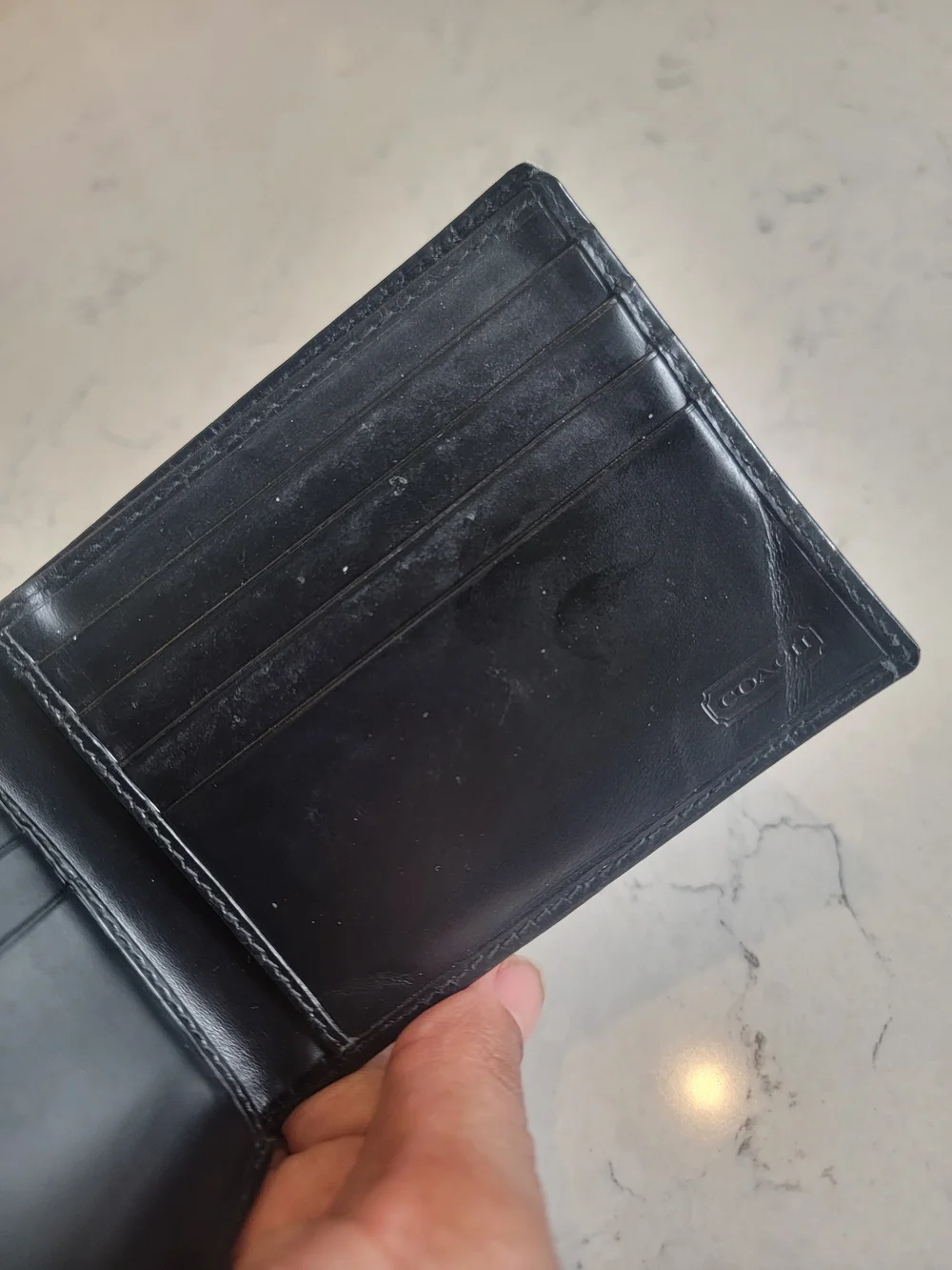 Vintage Coach Black soft Leather Bifold Wallet + Removable Card Holder